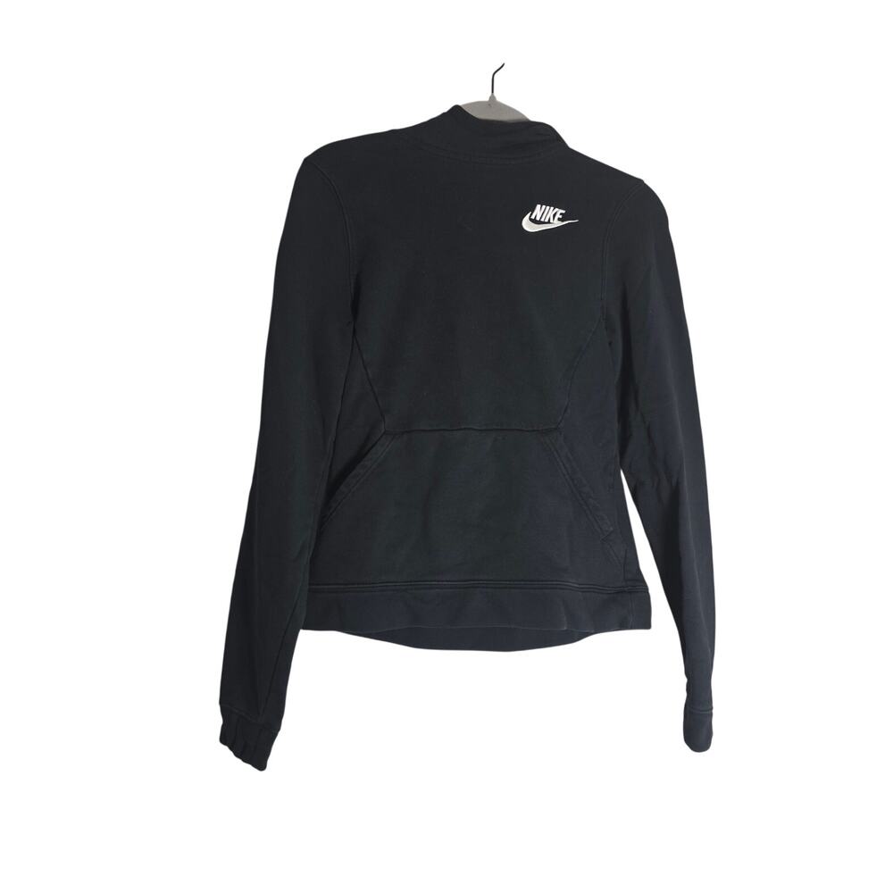Nike Fleece Hoodie Black Embroidered Logo Youth XL Athleisure Minimalist Hood